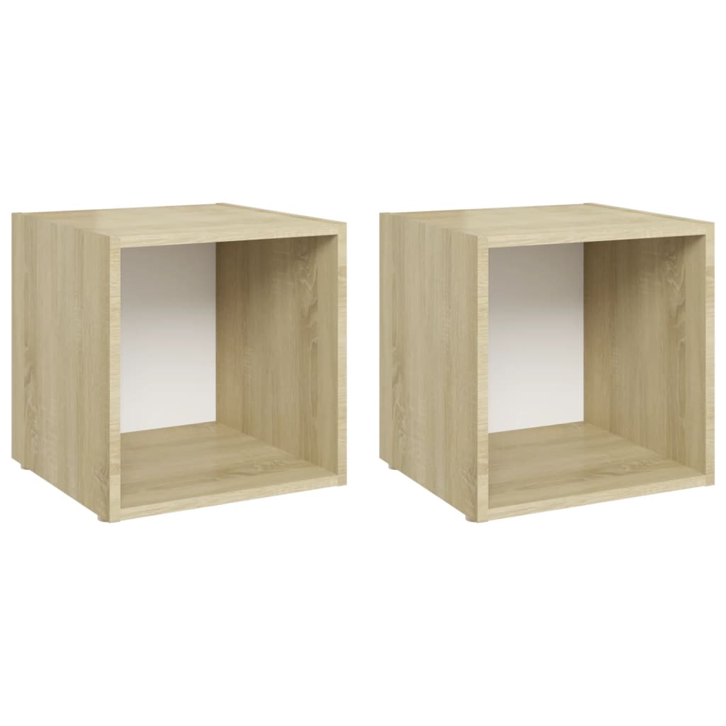 Mobile Porta TV 2pz Bianco Rovere Sonoma 37x35x37 cm Truciolato - homemem39