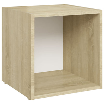 Mobile Porta TV 2pz Bianco Rovere Sonoma 37x35x37 cm Truciolato - homemem39