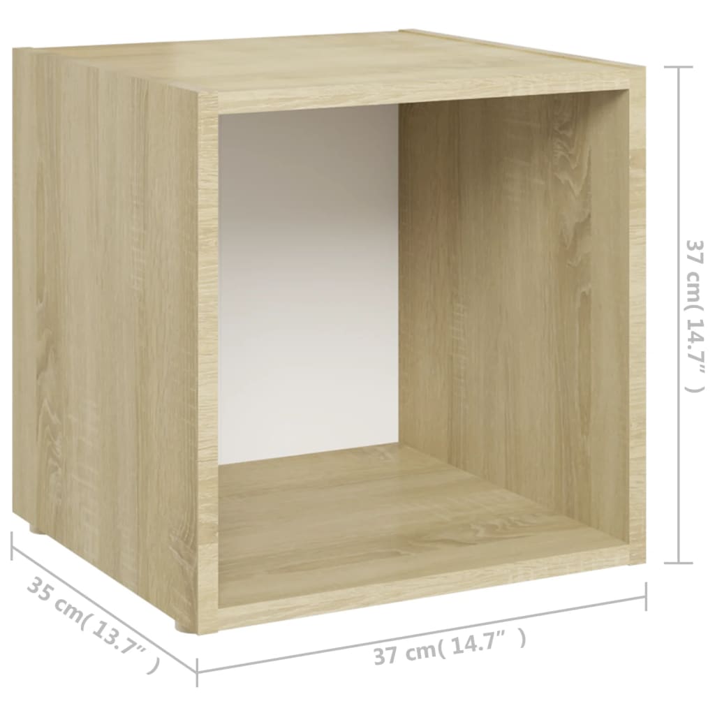 Mobile Porta TV 2pz Bianco Rovere Sonoma 37x35x37 cm Truciolato - homemem39