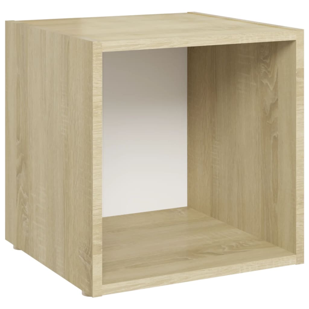 Mobile Porta TV 4pz Bianco Rovere Sonoma 37x35x37 cm Truciolato - homemem39