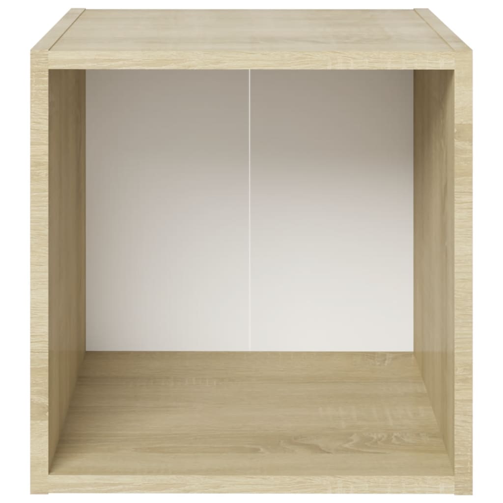 Mobile Porta TV 4pz Bianco Rovere Sonoma 37x35x37 cm Truciolato - homemem39