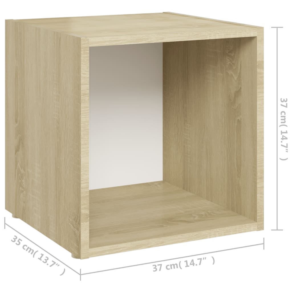 Mobile Porta TV 4pz Bianco Rovere Sonoma 37x35x37 cm Truciolato - homemem39