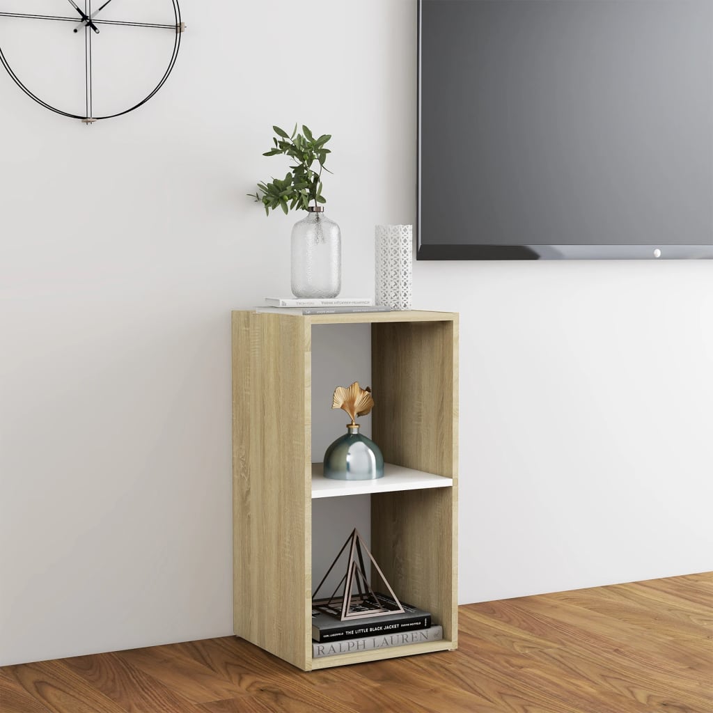 Mobile TV Bianco e Rovere Sonoma 72x35x36,5cm Legno Multistrato - homemem39