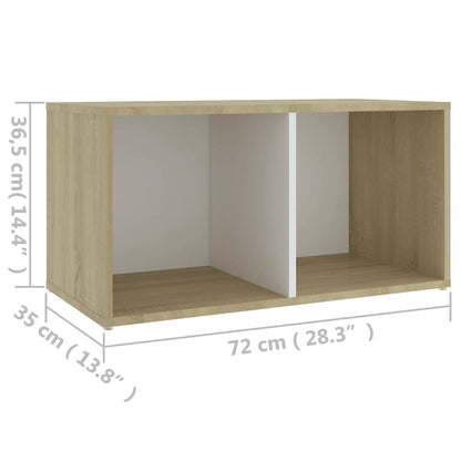 Mobile TV Bianco e Rovere Sonoma 72x35x36,5cm Legno Multistrato - homemem39