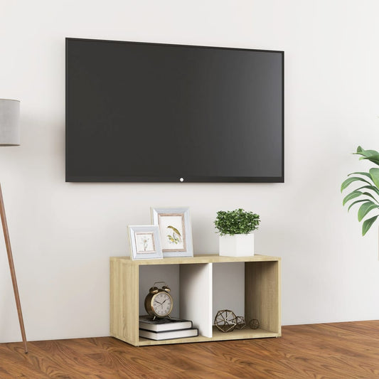 Mobile TV Bianco e Rovere Sonoma 72x35x36,5cm Legno Multistrato - homemem39