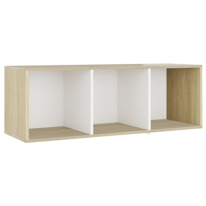 Mobile TV Bianco e Rovere Sonoma 107x35x37 cm Legno Multistrato - homemem39