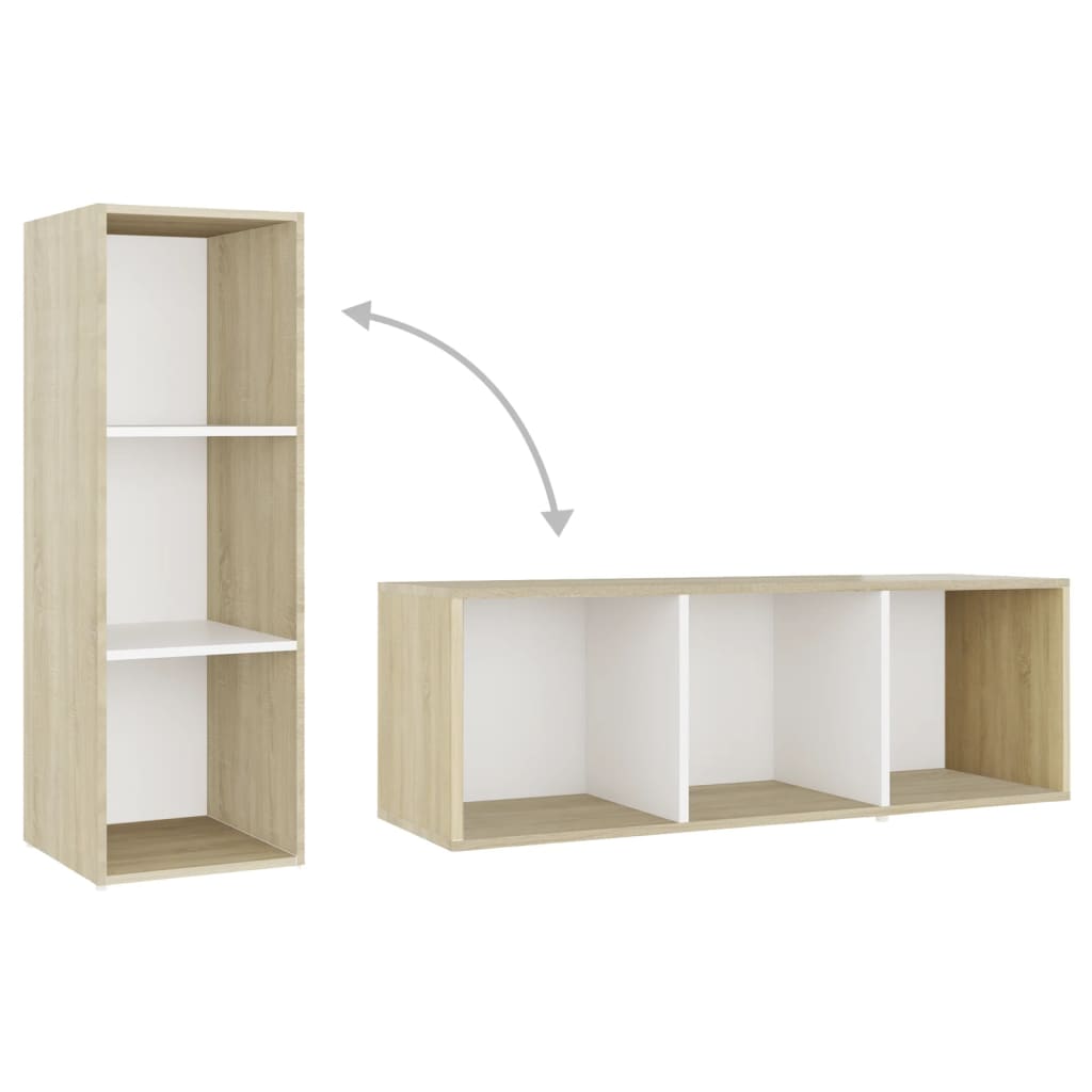 Mobile TV Bianco e Rovere Sonoma 107x35x37 cm Legno Multistrato - homemem39