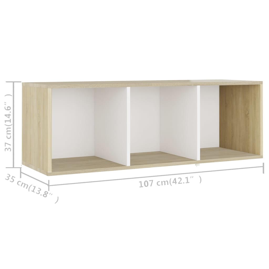 Mobile TV Bianco e Rovere Sonoma 107x35x37 cm Legno Multistrato - homemem39