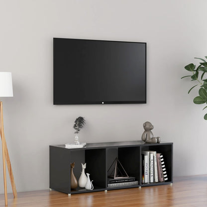 Mobile Porta TV Grigio Lucido 107x35x37 cm in Legno Multistrato - homemem39