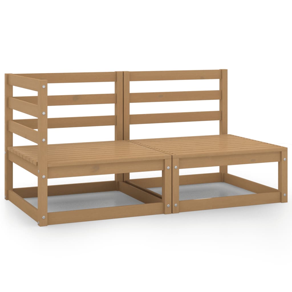 Set Divani da Giardino 2 pz Miele in Legno Massello di Pino - homemem39