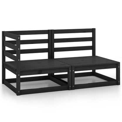 Set Divani da Giardino 2 pz Nero in Legno Massello di Pino - homemem39