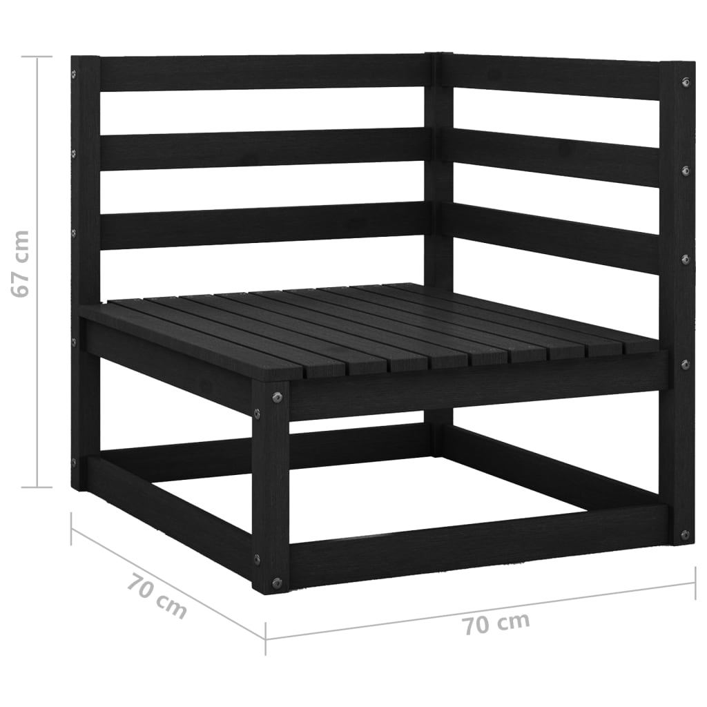 Set Divani da Giardino 3 pz Nero in Legno Massello di Pino - homemem39