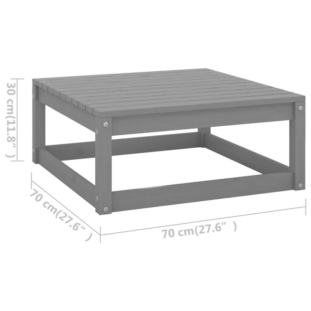 Sgabello da Giardino con Cuscino Grigio Legno Massello di Pino - homemem39