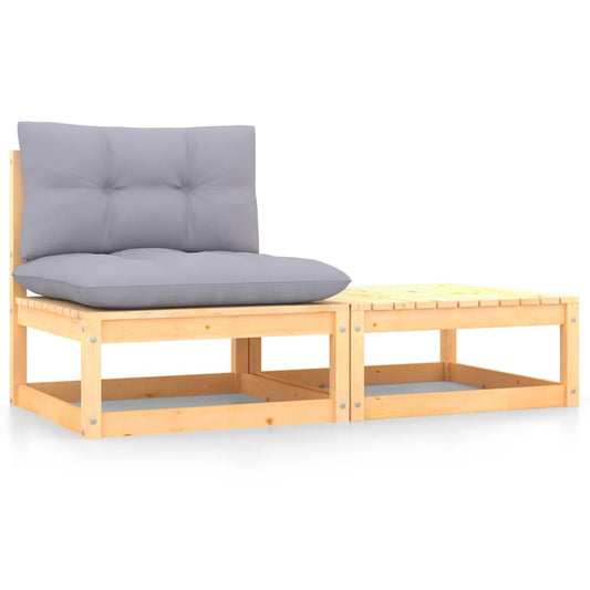 Set Divani da Giardino 2 pz con Cuscini Legno Massello Pino - homemem39