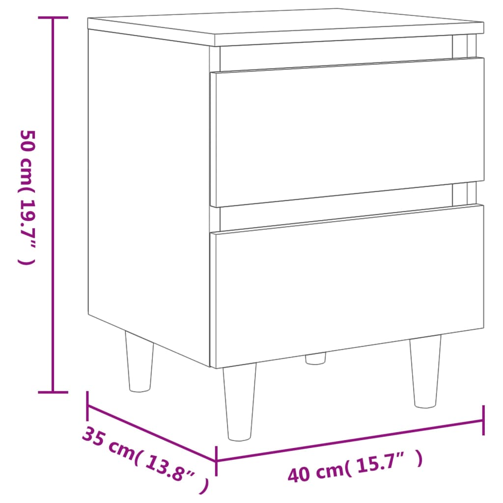 Comodini con Gambe Legno di Pino 2 pz Rovere Sonoma 40x35x50 cm - homemem39