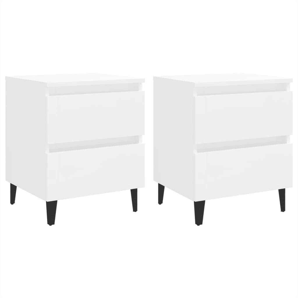 Comodini 2 pz Bianco Lucido 40x35x50 cm in Truciolato - homemem39