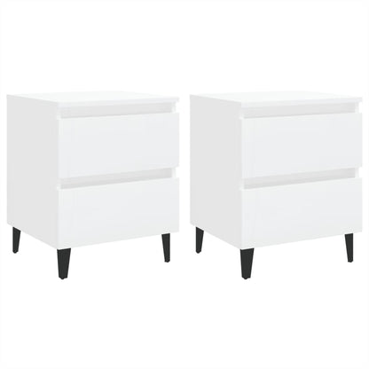 Comodini 2 pz Bianco Lucido 40x35x50 cm in Truciolato - homemem39