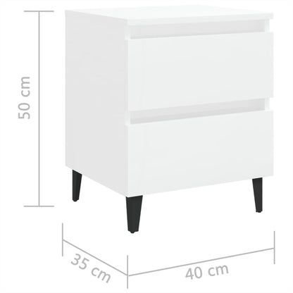 Comodini 2 pz Bianco Lucido 40x35x50 cm in Truciolato - homemem39