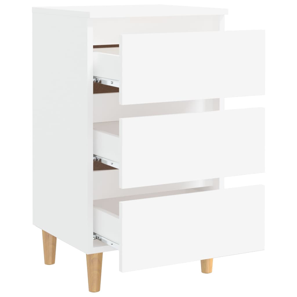 Comodini con Gambe in Legno Massello 2 pz Bianchi 40x35x69 cm - homemem39