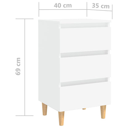 Comodini con Gambe in Legno Massello 2 pz Bianchi 40x35x69 cm - homemem39