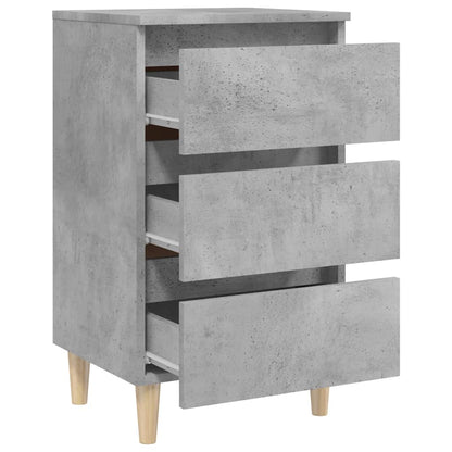 Comodini con Gambe Legno Massello 2pz Grigio Cemento 40x35x69cm - homemem39