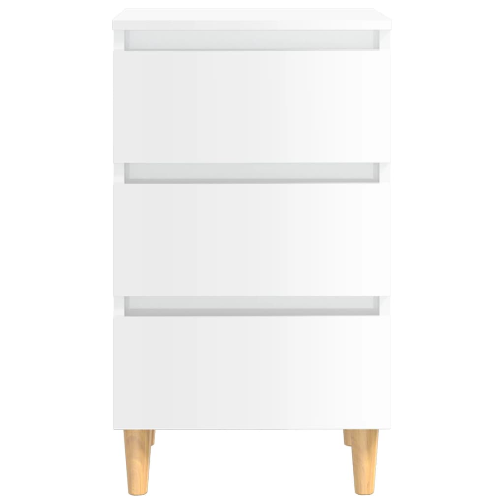 Comodini con Gambe in Legno 2pz Bianco Lucido 40x35x69 cm - homemem39