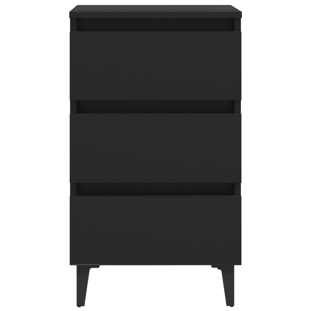 Comodino con Gambe in Metallo 2 pz Nero 40x35x69 cm - homemem39