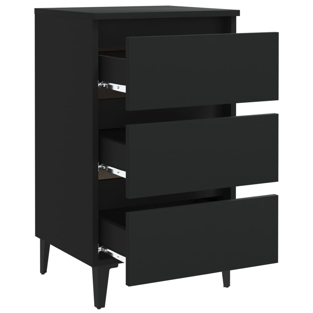 Comodino con Gambe in Metallo 2 pz Nero 40x35x69 cm - homemem39