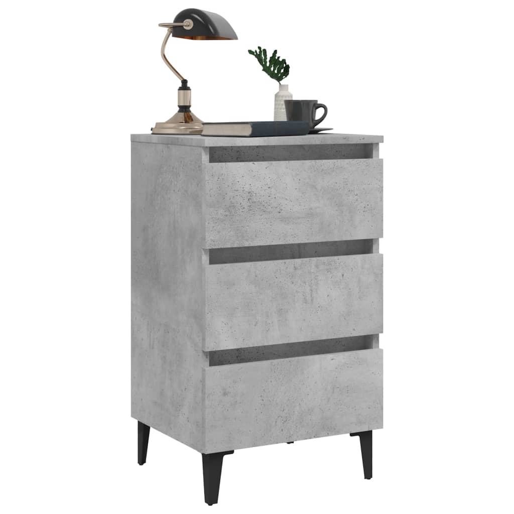 Comodino con Gambe in Metallo 2 pz Grigio Cemento 40x35x69 cm - homemem39