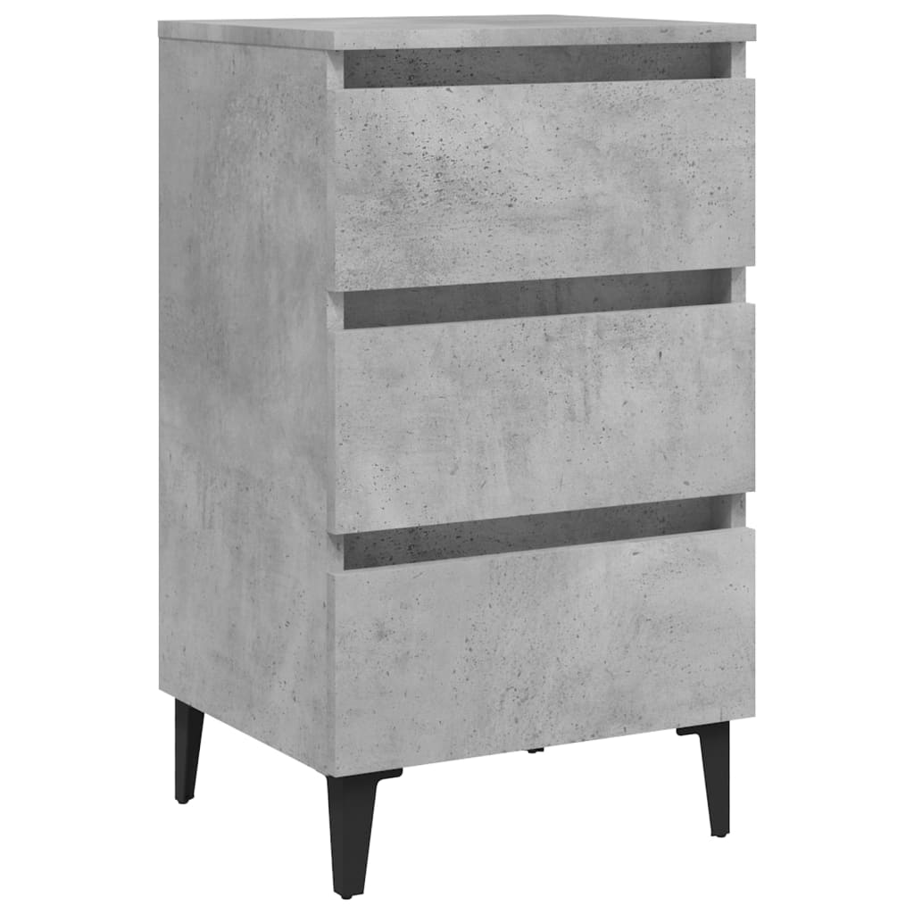 Comodino con Gambe in Metallo 2 pz Grigio Cemento 40x35x69 cm - homemem39