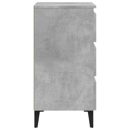 Comodino con Gambe in Metallo 2 pz Grigio Cemento 40x35x69 cm - homemem39