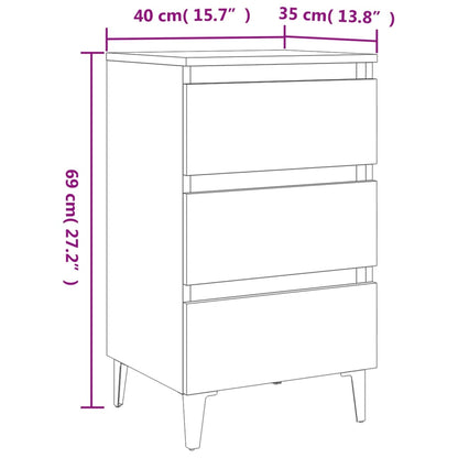 Comodino con Gambe in Metallo 2 pz Grigio Cemento 40x35x69 cm - homemem39