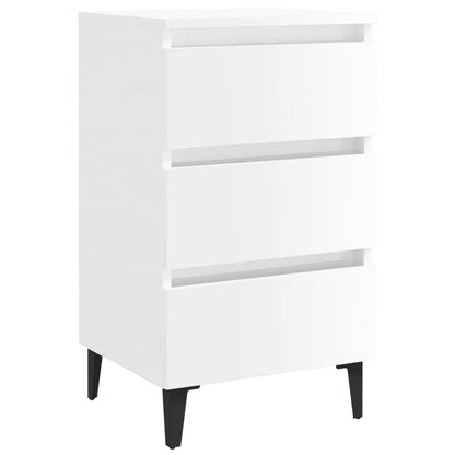 Comodino con Gambe in Metallo 2 pz Bianco Lucido 40x35x69 cm - homemem39