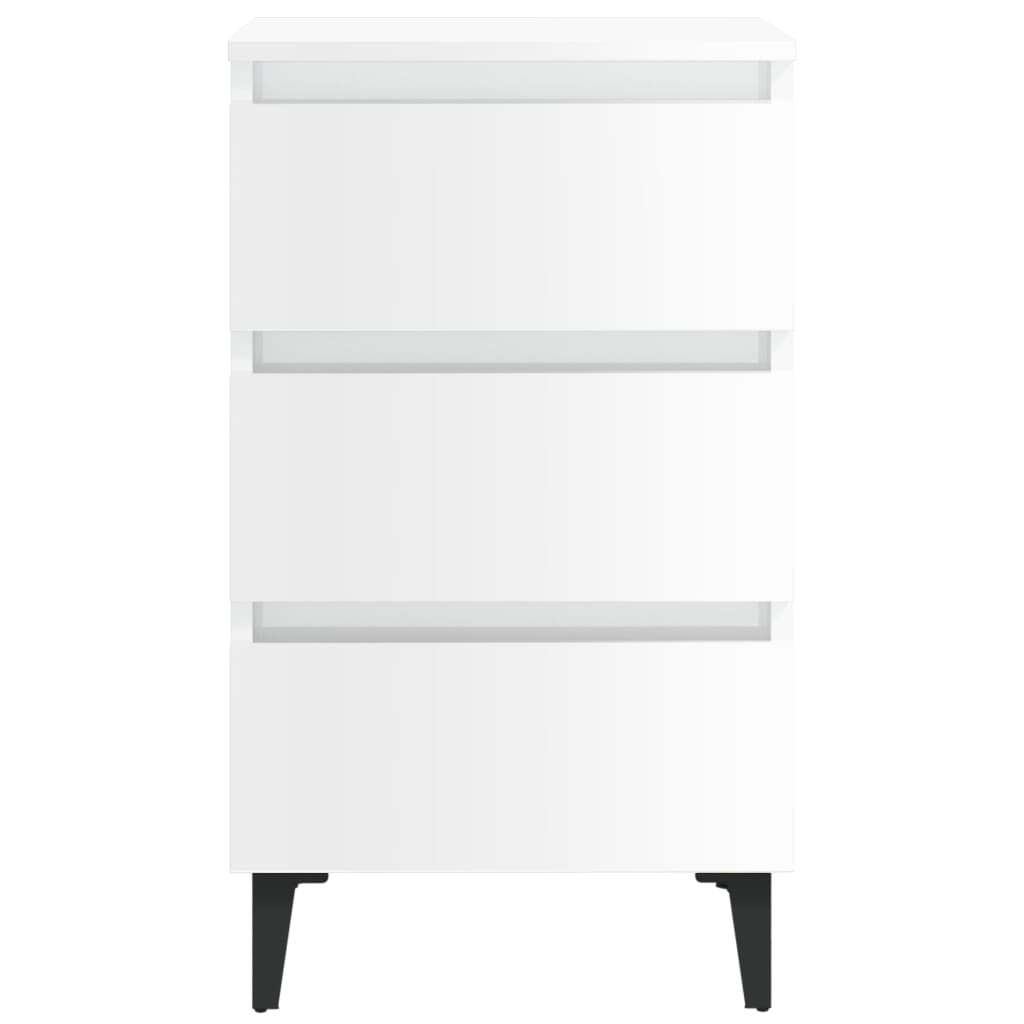 Comodino con Gambe in Metallo 2 pz Bianco Lucido 40x35x69 cm - homemem39