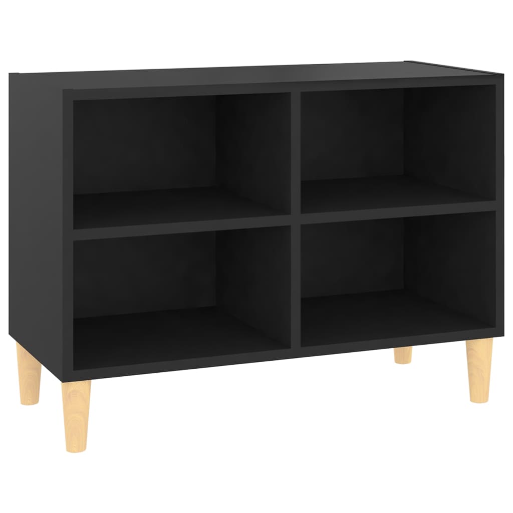 Mobile TV con Gambe in Legno Massello Nero 69,5x30x50 cm - homemem39