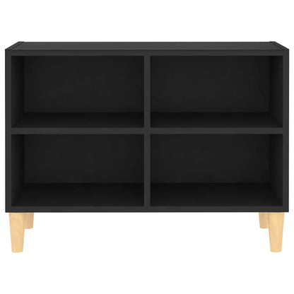 Mobile TV con Gambe in Legno Massello Nero 69,5x30x50 cm - homemem39