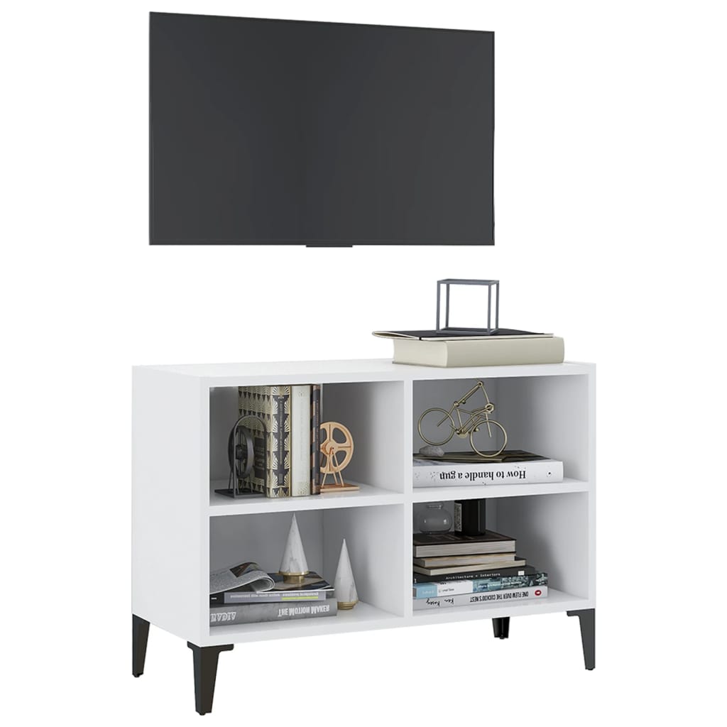 Mobile TV con Gambe in Metallo Bianco 69,5x30x50 cm - homemem39