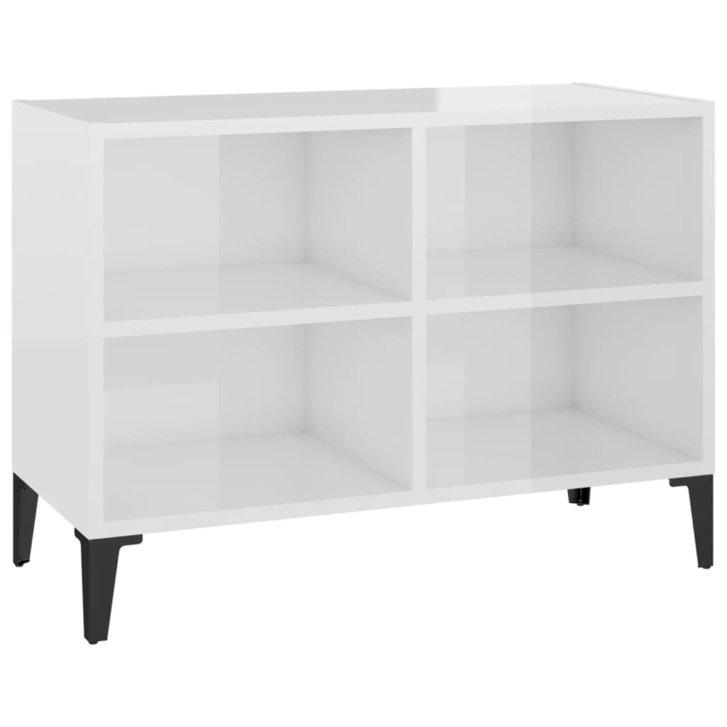 Mobile TV con Gambe in Metallo Bianco Lucido 69,5x30x50 cm - homemem39