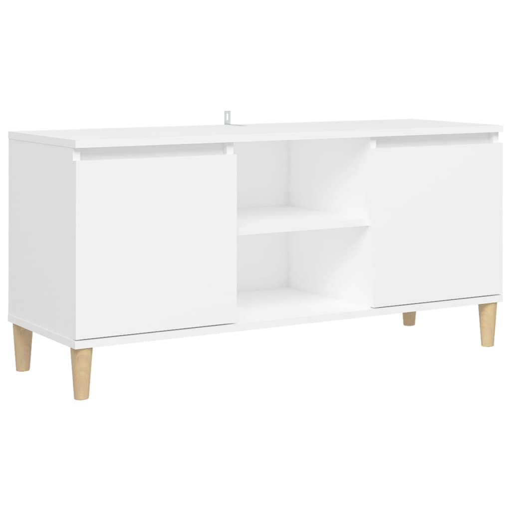 Comodino con Gambe in Legno Massello Bianco 103,5x30x50 cm - homemem39