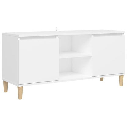 Comodino con Gambe in Legno Massello Bianco 103,5x30x50 cm - homemem39