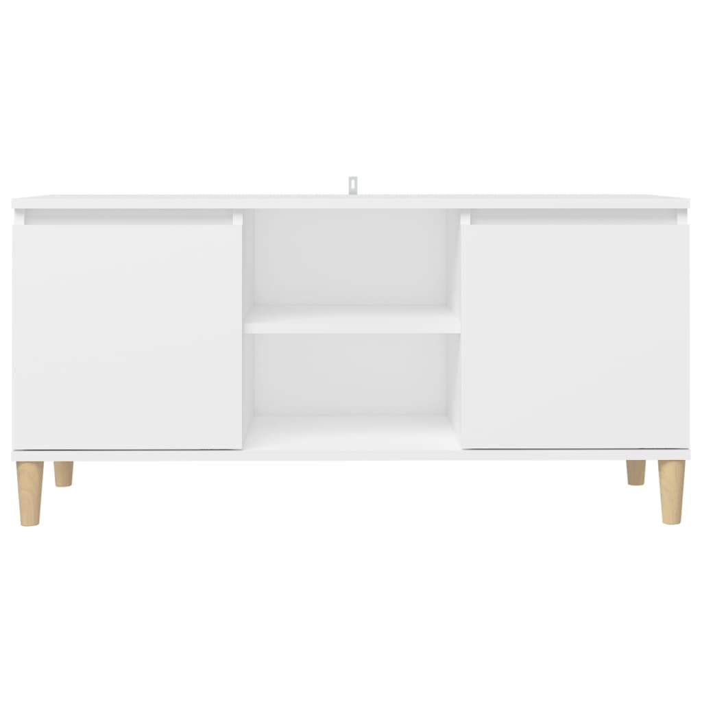 Comodino con Gambe in Legno Massello Bianco 103,5x30x50 cm - homemem39