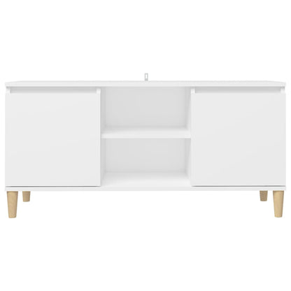 Comodino con Gambe in Legno Massello Bianco 103,5x30x50 cm - homemem39