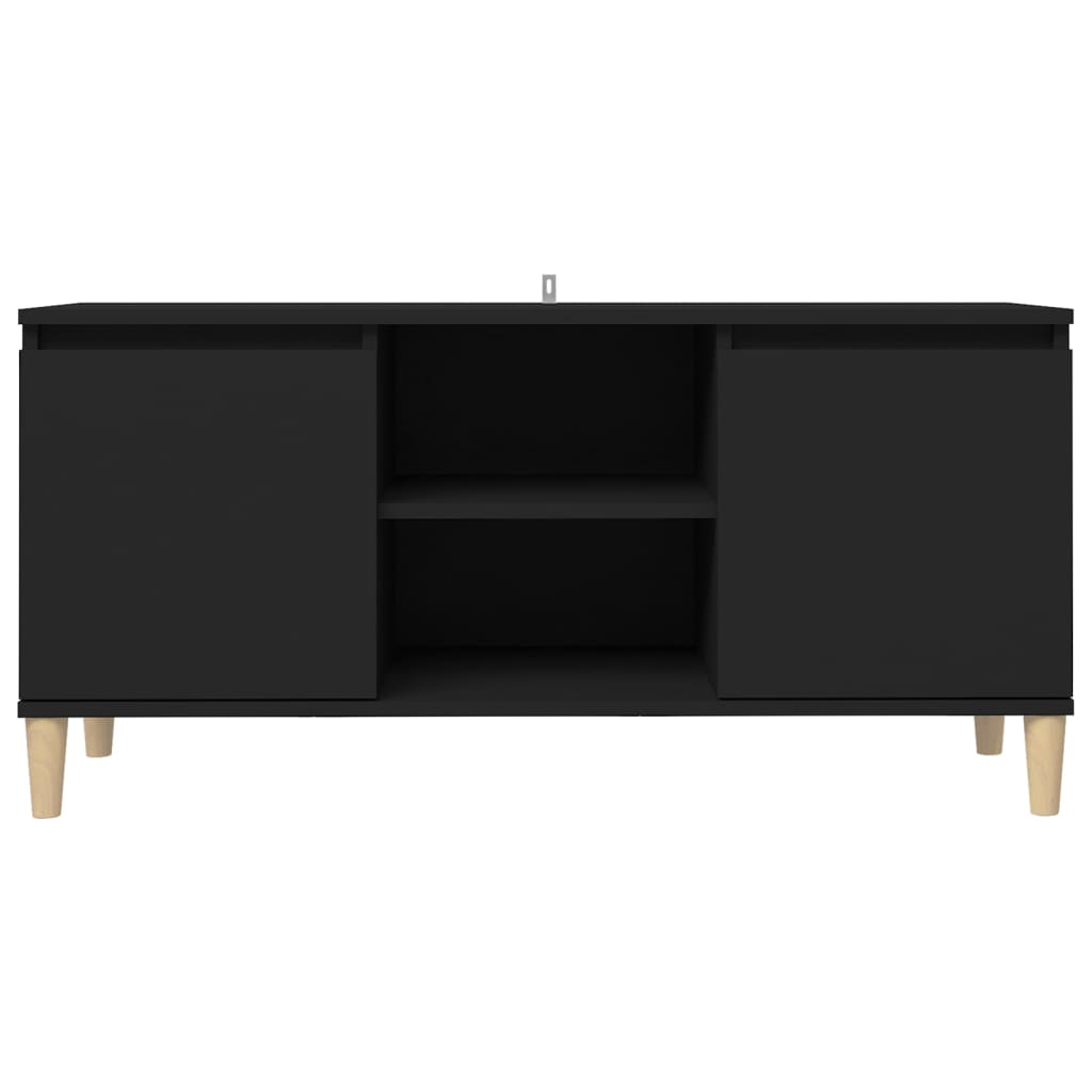 Comodino con Gambe in Legno Massello Nero 103,5x30x50 cm - homemem39