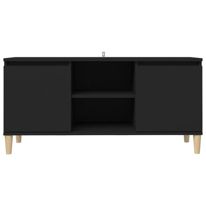 Comodino con Gambe in Legno Massello Nero 103,5x30x50 cm - homemem39