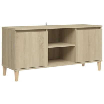 Mobile TV con Gambe in Legno Rovere Sonoma 103,5x30x50 cm - homemem39