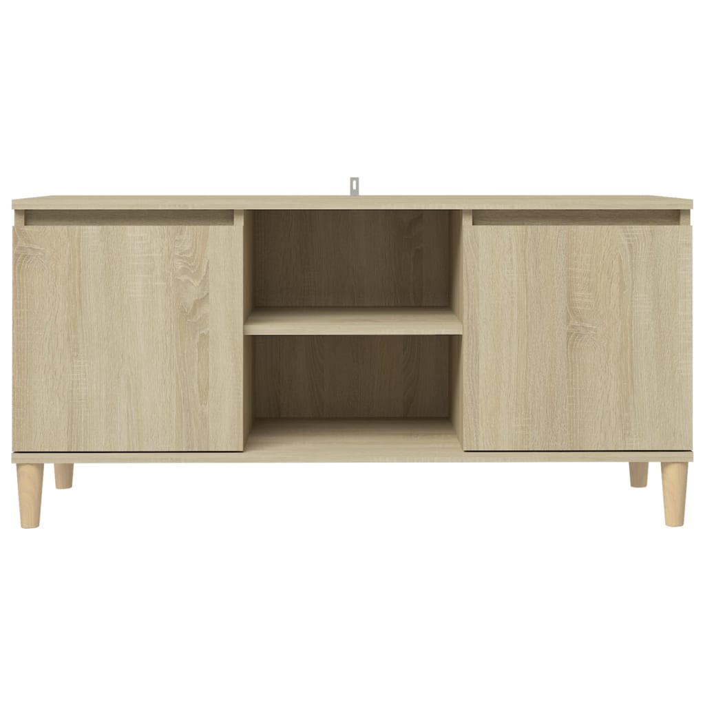 Mobile TV con Gambe in Legno Rovere Sonoma 103,5x30x50 cm - homemem39