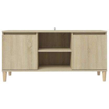 Mobile TV con Gambe in Legno Rovere Sonoma 103,5x30x50 cm - homemem39