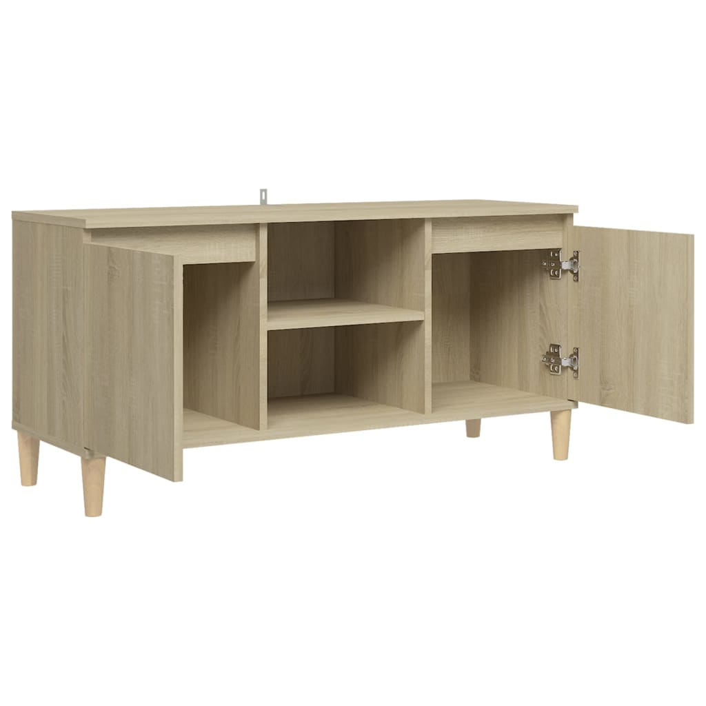 Mobile TV con Gambe in Legno Rovere Sonoma 103,5x30x50 cm - homemem39