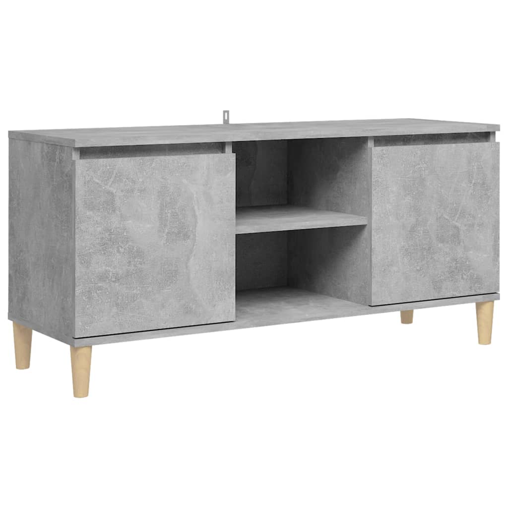 Mobile TV con Gambe in Legno Grigio Cemento 103,5x30x50 cm - homemem39