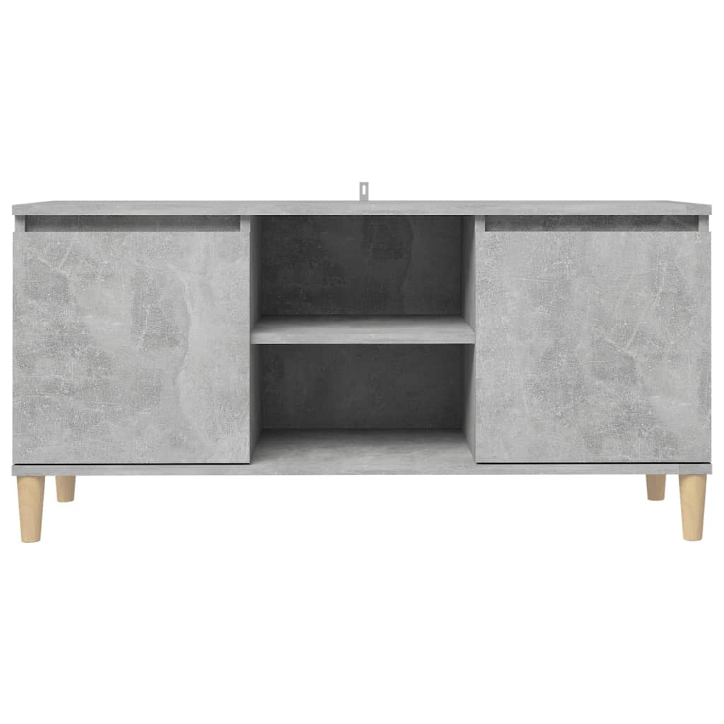 Mobile TV con Gambe in Legno Grigio Cemento 103,5x30x50 cm - homemem39